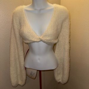 Cream crop top sweater